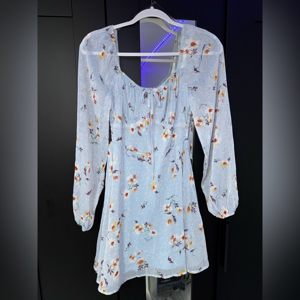 Flower Long Sleeve off the shoulder dress - Size M